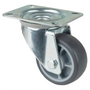 Roulette Manutention Pivotante Caoutchouc thermoplastique gris - Ø80mm 100kg - Platine