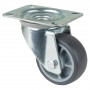 Roulette Manutention Pivotante Caoutchouc thermoplastique gris - Ø80mm 100kg - Platine