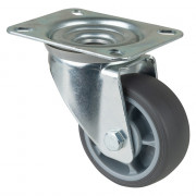 Roulette Manutention Pivotante Caoutchouc thermoplastique gris - Ø80mm 100kg - Platine