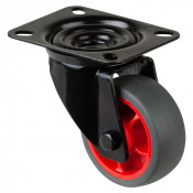 Roulette Manutention Pivotante Caoutchouc thermoplastique gris - Ø80mm 100kg - Platine