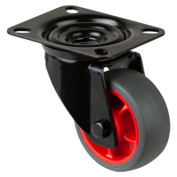 Roulette Manutention Pivotante Caoutchouc thermoplastique gris - Ø80mm 100kg - Platine