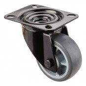 Roulette Manutention Pivotante Caoutchouc thermoplastique gris - Ø80mm 100kg - Platine
