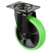 Roulette Manutention Pivotante Caoutchouc thermoplastique vert - Ø125mm 120kg - Platine