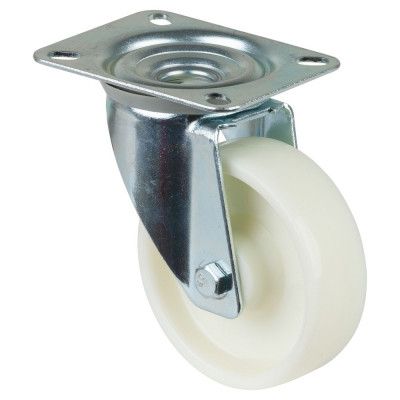Roulette Manutention Pivotante Plastique - Ø100mm 125kg - Fix. Platine
