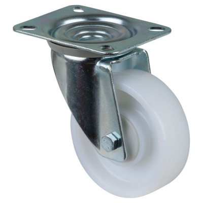 Roulette Manutention Pivotante Plastique - Ø100mm 160kg - Fix. Platine