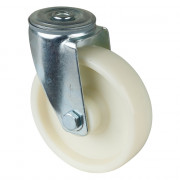 Roulette Manutention Pivotante Plastique - Ø125mm 150kg - Fix. Trou central