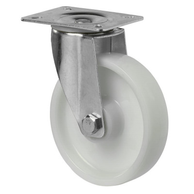 Roulette Manutention Pivotante Plastique - Ø125mm 175kg - Fix. Platine