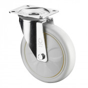 Roulette Manutention Pivotante Plastique - Ø125mm 300kg - Fix. Platine