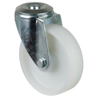 Roulette Manutention Pivotante Plastique - Ø150mm 220kg - Fix. Trou central