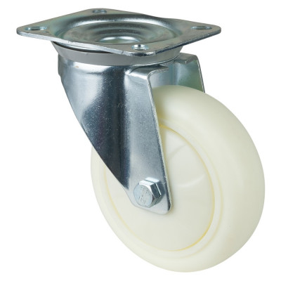 Roulette Manutention Pivotante Plastique - Ø150mm 300kg - Fix. Platine