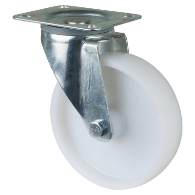 Roulette Manutention Pivotante Plastique - Ø175mm 300kg - Fix. Platine