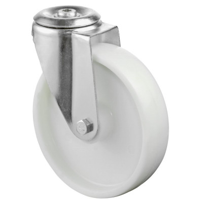 Roulette Manutention Pivotante Plastique - Ø200mm 300kg - Fix. Trou central