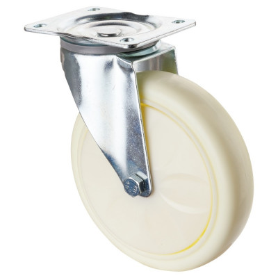 Roulette Manutention Pivotante Plastique - Ø200mm 500kg - Fix. Platine