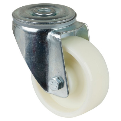 Roulette Manutention Pivotante Plastique - Ø80mm 125kg - Fix. Trou central