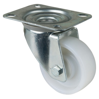 Roulette Manutention Pivotante Plastique - Ø80mm 155kg - Fix. Platine