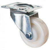 Roulette Manutention Pivotante Plastique blanc - Ø125mm 400kg - Fix. Platine