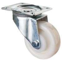 Roulette Manutention Pivotante Plastique blanc - Ø125mm 400kg - Fix. Platine