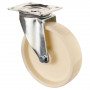 Roulette Manutention Pivotante Plastique blanc - Ø200mm 450kg - Fix. Platine