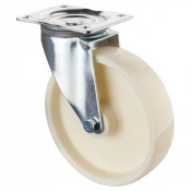 Roulette Manutention Pivotante Plastique blanc - Ø200mm 500kg - Fix. Platine