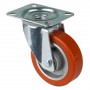 Roulette Manutention Pivotante Polyuréthane - Ø100mm 125kg - Fix. Platine