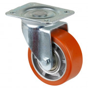 Roulette Manutention Pivotante Polyuréthane - Ø100mm 200kg - Fix. Platine