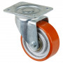 Roulette Manutention Pivotante Polyuréthane - Ø100mm 295kg - Fix. Platine