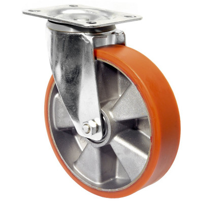 Roulette Manutention Pivotante Polyuréthane - Ø125mm 200kg - Fix. Platine