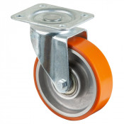 Roulette Manutention Pivotante Polyuréthane - Ø125mm 300kg - Fix. Platine