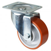 Roulette Manutention Pivotante Polyuréthane - Ø125mm 300kg - Fix. Platine