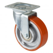 Roulette Manutention Pivotante Polyuréthane - Ø125mm 350kg - Fix. Platine