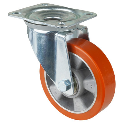 Roulette Manutention Pivotante Polyuréthane - Ø150mm 250kg - Fix. Platine