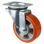 Roulette Manutention Pivotante Polyuréthane - Ø150mm 450kg - Fix. Platine