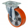 Roulette Manutention Pivotante Polyuréthane - Ø160mm 300kg - Fix. Platine