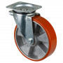 Roulette Manutention Pivotante Polyuréthane - Ø200mm 400kg - Fix. Platine