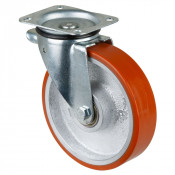 Roulette Manutention Pivotante Polyuréthane - Ø200mm 450kg - Fix. Platine