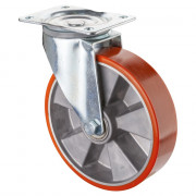 Roulette Manutention Pivotante Polyuréthane - Ø200mm 500kg - Fix. Platine