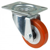 Roulette Manutention Pivotante Polyuréthane - Ø80mm 120kg - Fix. Platine