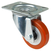 Roulette Manutention Pivotante Polyuréthane - Ø80mm 120kg - Fix. Platine