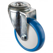 Roulette Manutention Pivotante Polyuréthane bleu - Ø150mm 160kg - Fix. Trou central