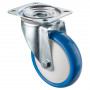 Roulette Manutention Pivotante Polyuréthane bleu - Ø150mm 250kg - Fix. Platine