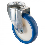 Roulette Manutention Pivotante Polyuréthane bleu - Ø160mm 160kg - Fix. Trou central