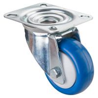 Roulette Manutention Pivotante Polyuréthane bleu - Ø80mm 100kg - Fix. Platine Roulette Manutention Pivotante Polyuréthane bleu - Ø80mm 100kg - Fix. Platine