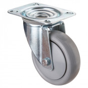 Roulette Manutention Pivotante Polyuréthane gris, +/- - Ø100mm 110kg - Fix. Platine