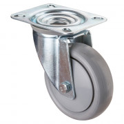 Roulette Manutention Pivotante Polyuréthane gris, +/- - Ø100mm 110kg - Fix. Platine