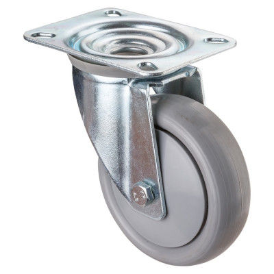 Roulette Manutention Pivotante Polyuréthane gris, +/- - Ø100mm 110kg - Fix. Platine