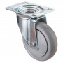 Roulette Manutention Pivotante Polyuréthane gris, +/- - Ø100mm 110kg - Fix. Platine