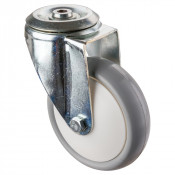 Roulette Manutention Pivotante Polyuréthane gris, +/- - Ø150mm 160kg - Fix. Trou central