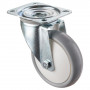 Roulette Manutention Pivotante Polyuréthane gris, +/- - Ø150mm 200kg - Fix. Platine
