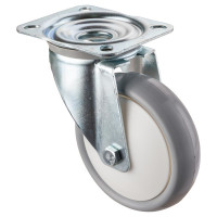 Roulette Manutention Pivotante Polyuréthane gris, +/- - Ø150mm 200kg - Fix. Platine Roulette Manutention Pivotante Polyuréthane gris, +/- - Ø150mm 200kg - Fix. Platine