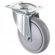 Roulette Manutention Pivotante Polyuréthane gris, +/- - Ø160mm 250kg - Fix. Platine